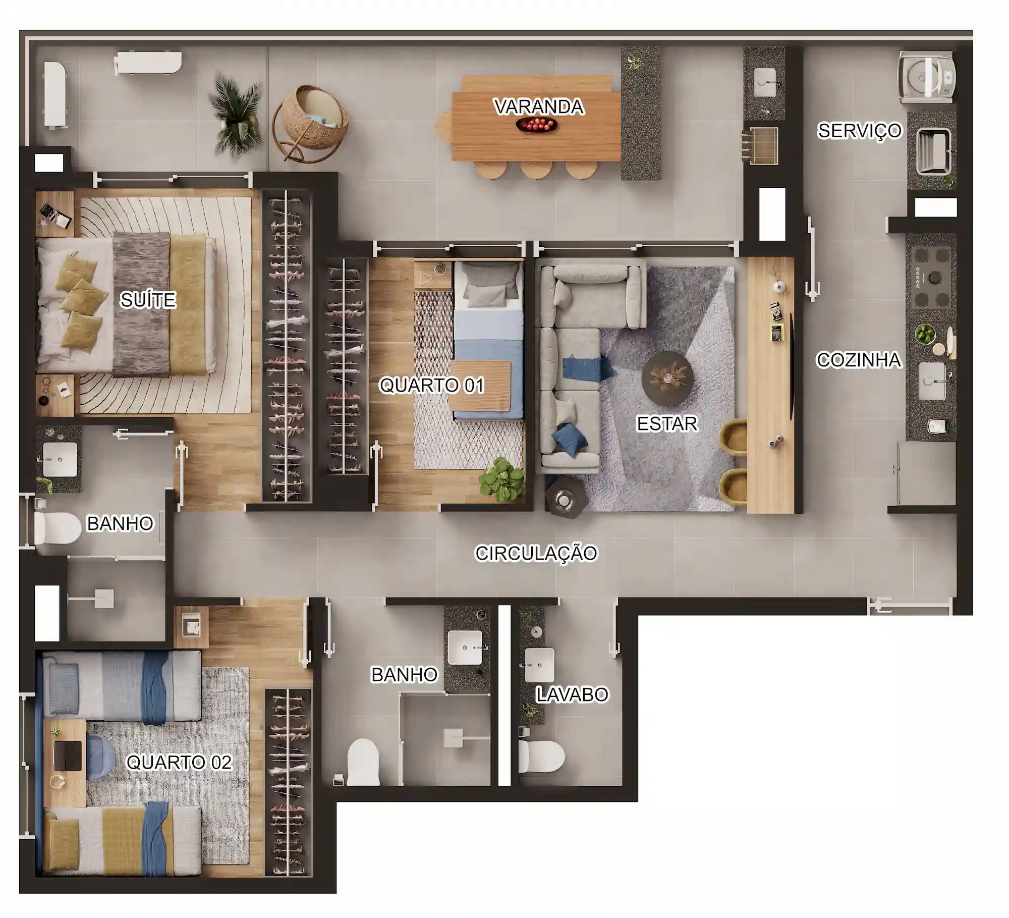 93,73m² - 3 dormitórios