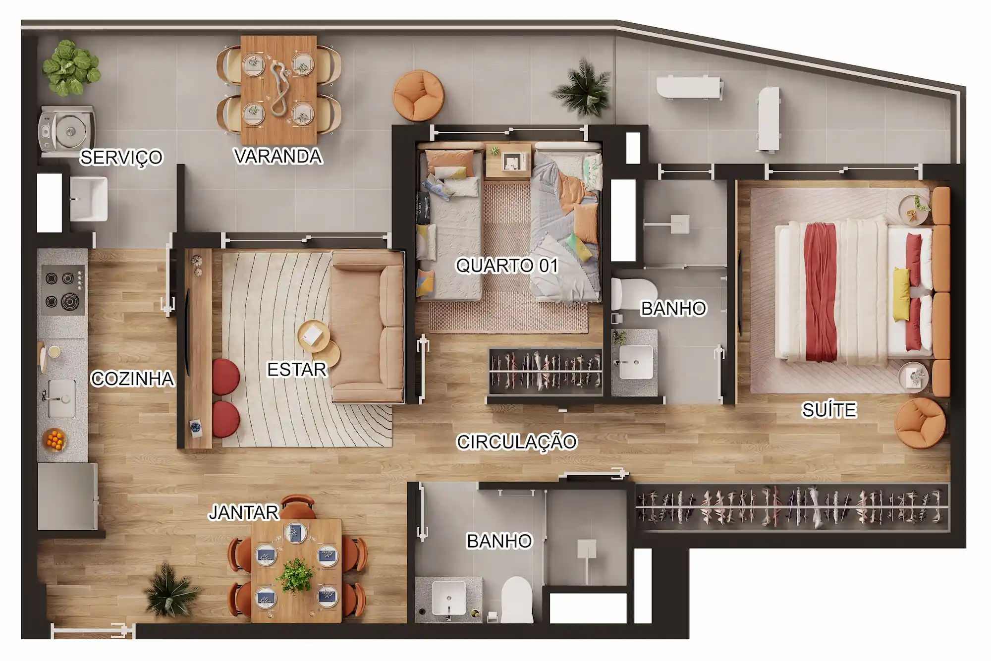 73,61m² - 2 dormitórios