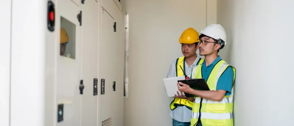 Engenheiro realizando vistoria técnica em apartamento