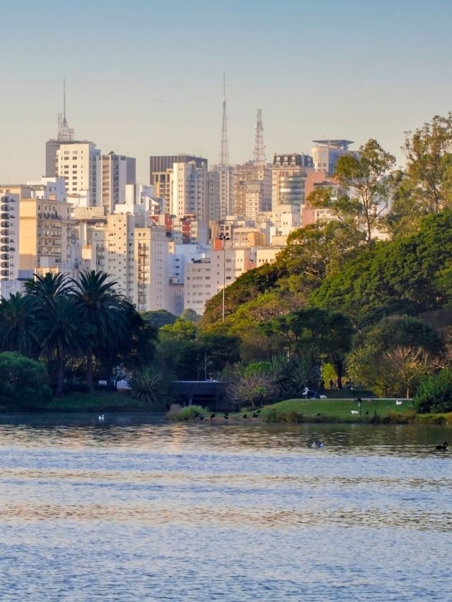 Vista de lago no Parque Ibirapuera em Bairro Moema SP