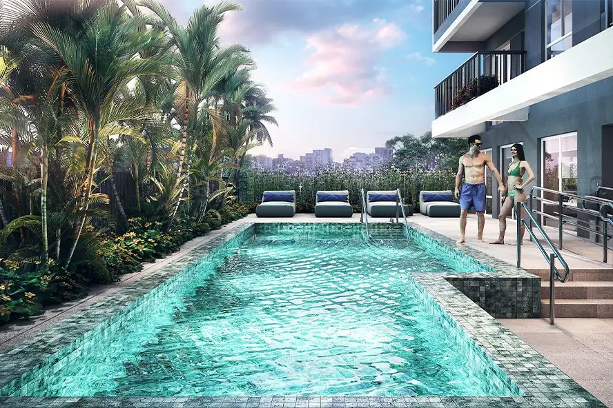 perspectiva da piscina no isla morumbi da tarjab